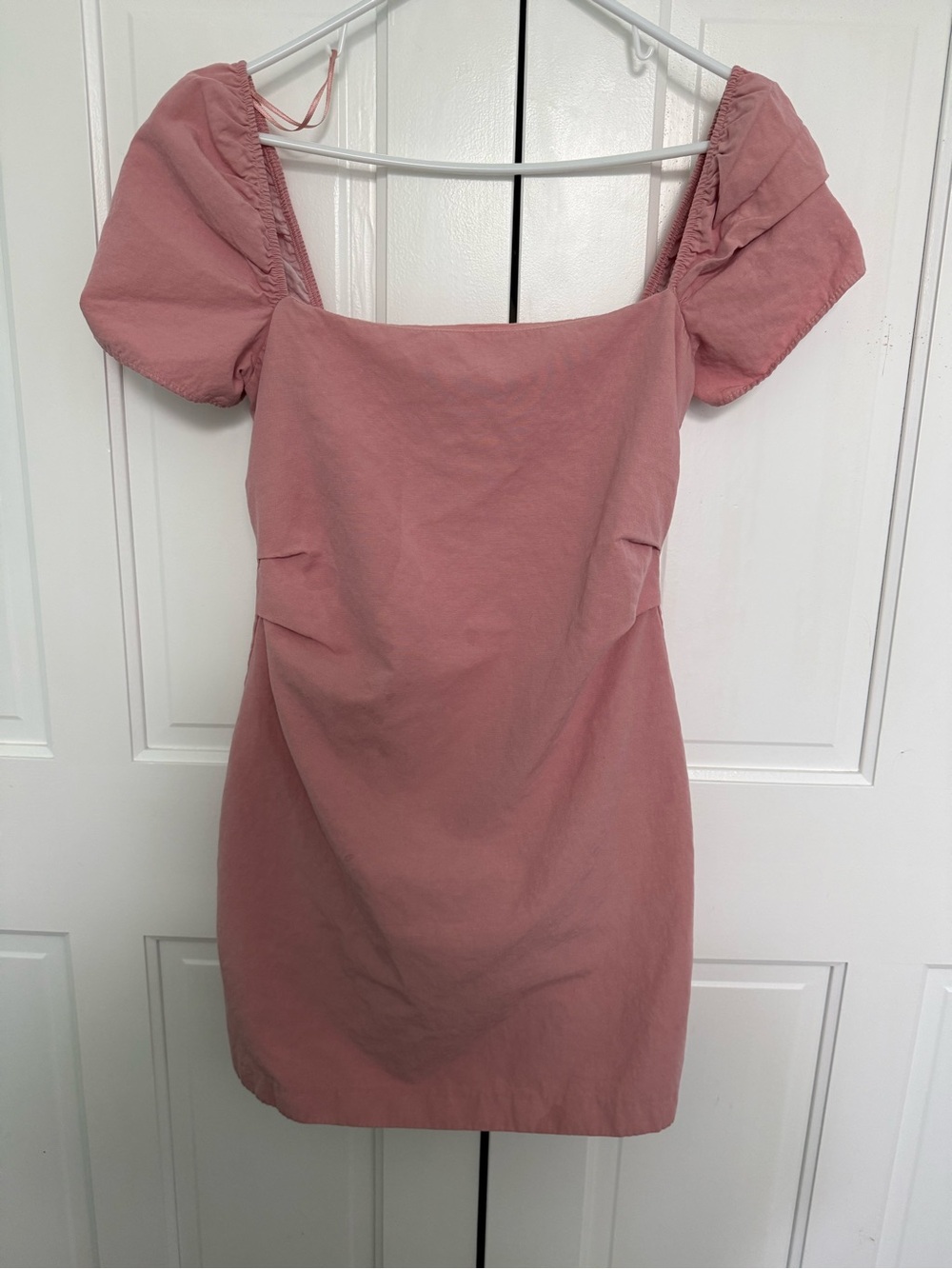 Zara Dusty Rose Puff-Sleeve Mini Dress